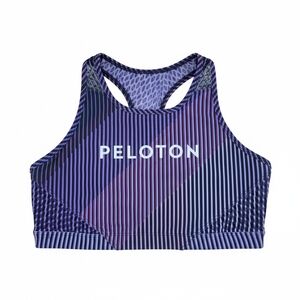 Peloton x WITH Wear It To Heart High Neck Striped Sports Bra L Athleisure Yoga